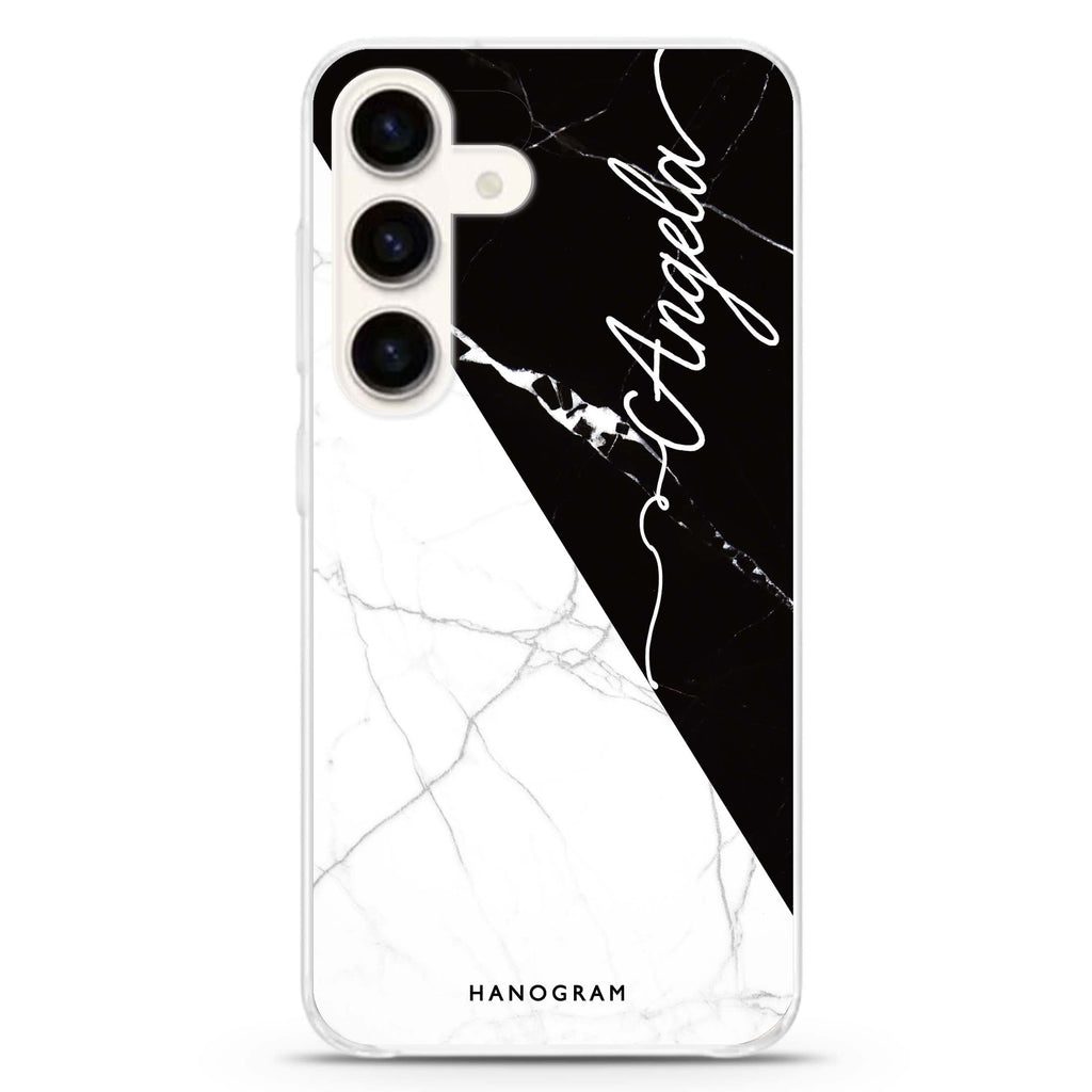 Black And White Marble Samsung Galaxy Ultra Clear Case