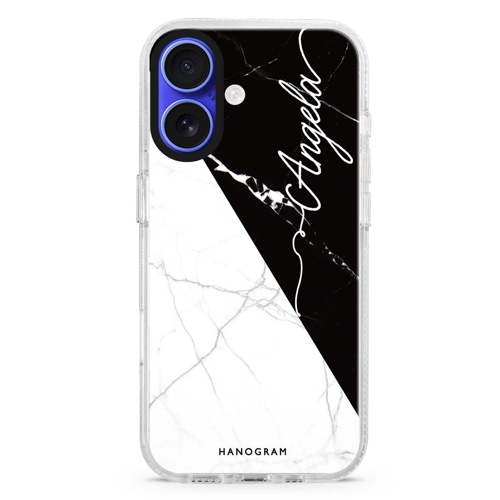Black And White Marble MagSafe Compatible iPhone 16 Ultra Clear Case - Personalized and Stylish Protection