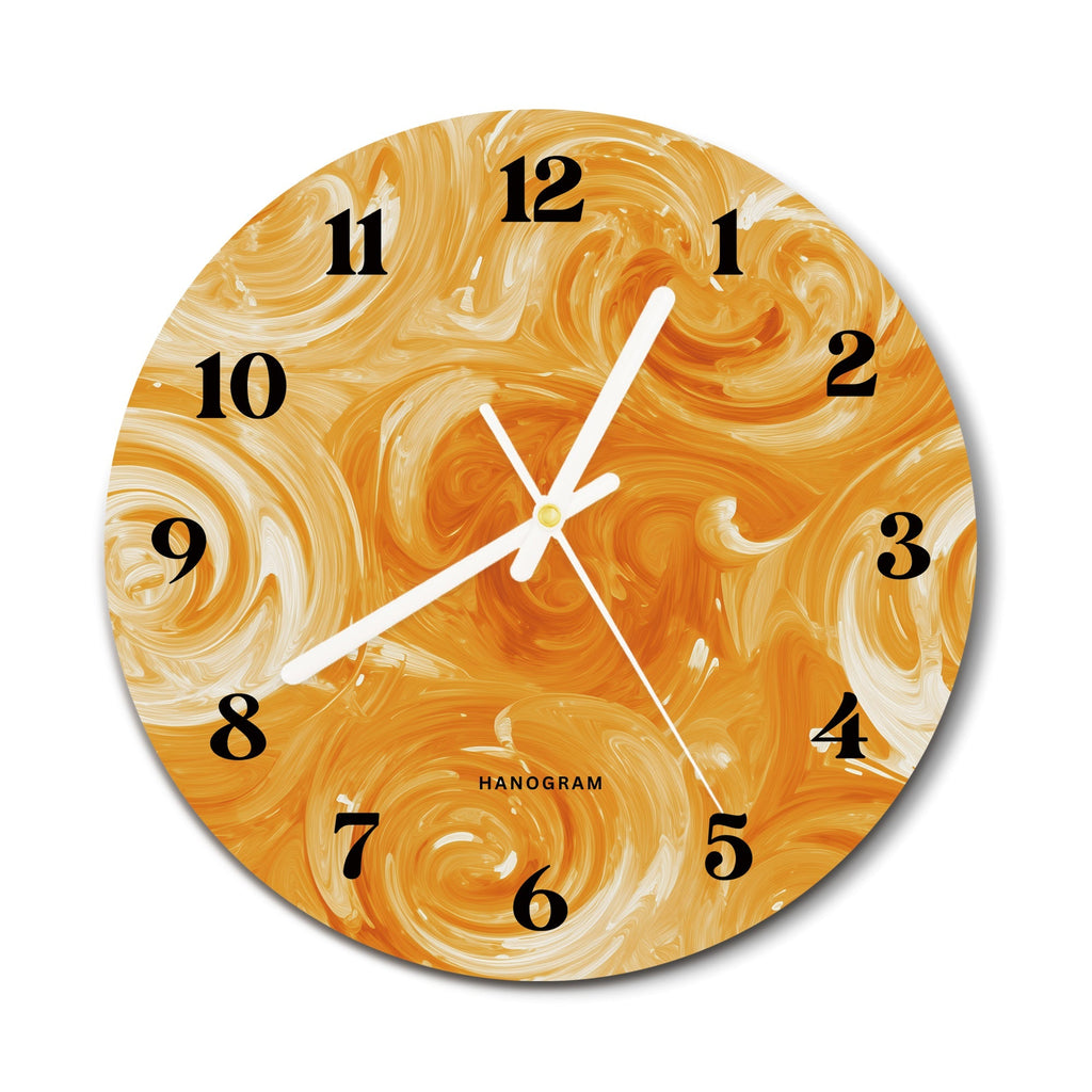Citrus Vortex premium glass wall clock, modern abstract home decor clock, main view