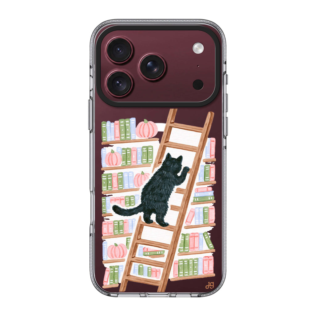 The Library Ladder Cat iPhone 18 Pro Max Ultra Clear Case - Image 1
