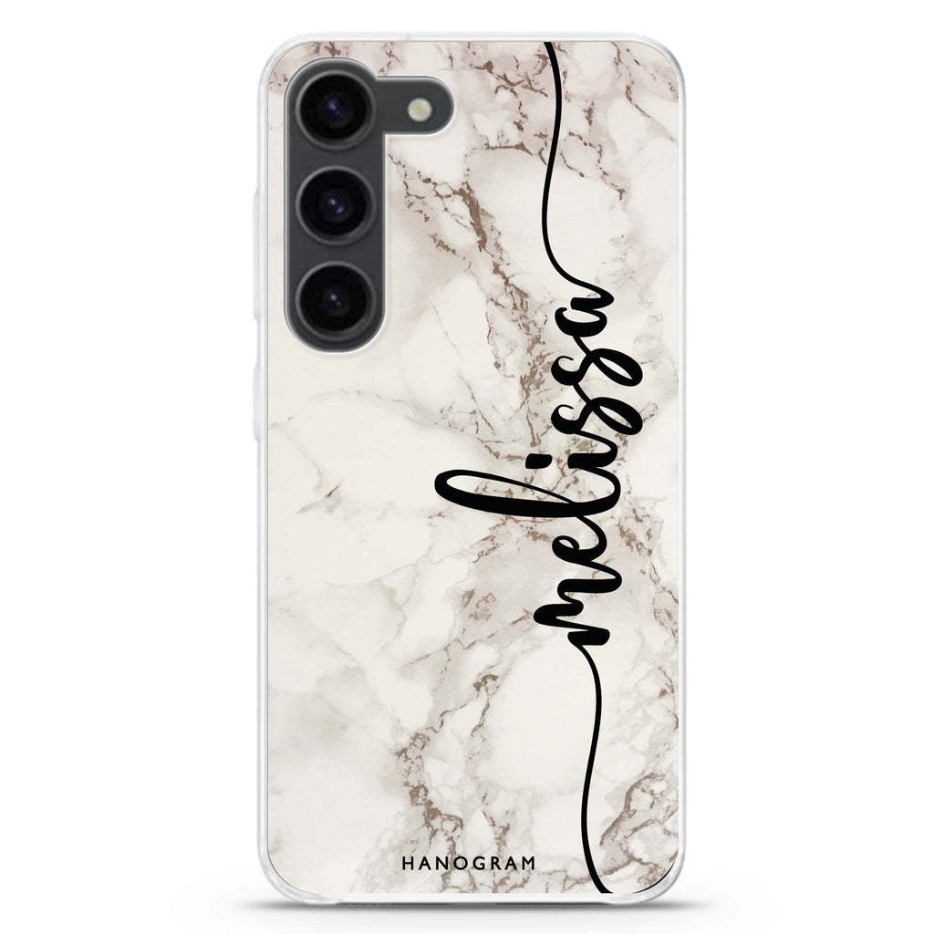 Marble Edition V personalized ultra-clear case for Samsung Galaxy S23/S22, front view