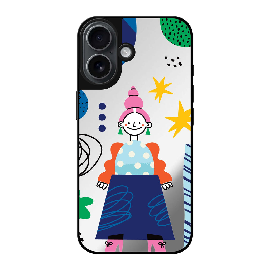 Reflective iPhone 16 Mirror Case –Abstract People Design
