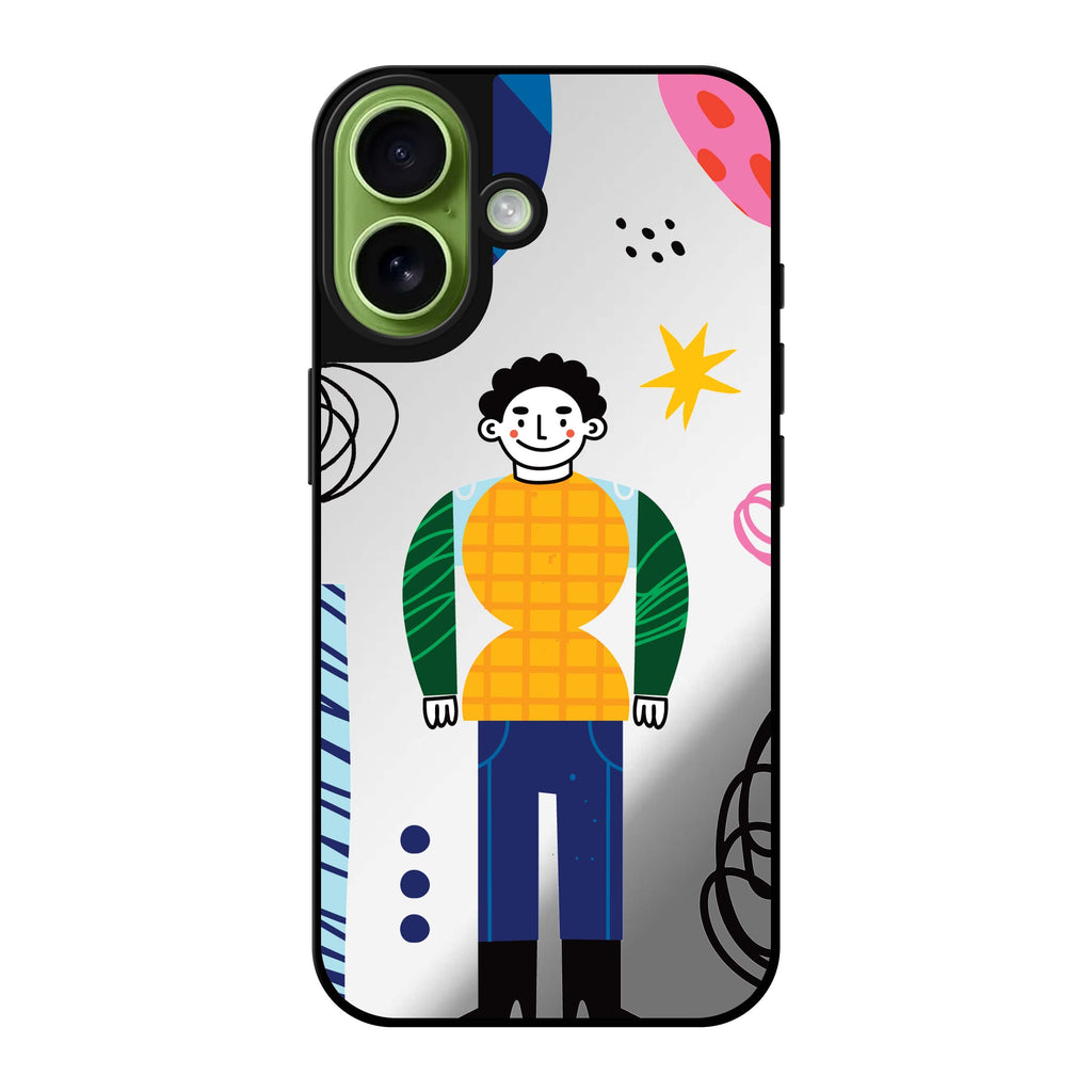 Reflective iPhone 16 Mirror Case –Abstract People Design