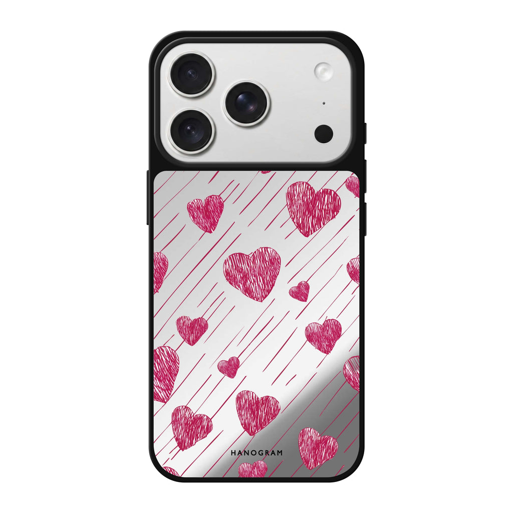 Stripe My Heart valentines heart pattern romantic iPhone 18 Pro Max mirror case