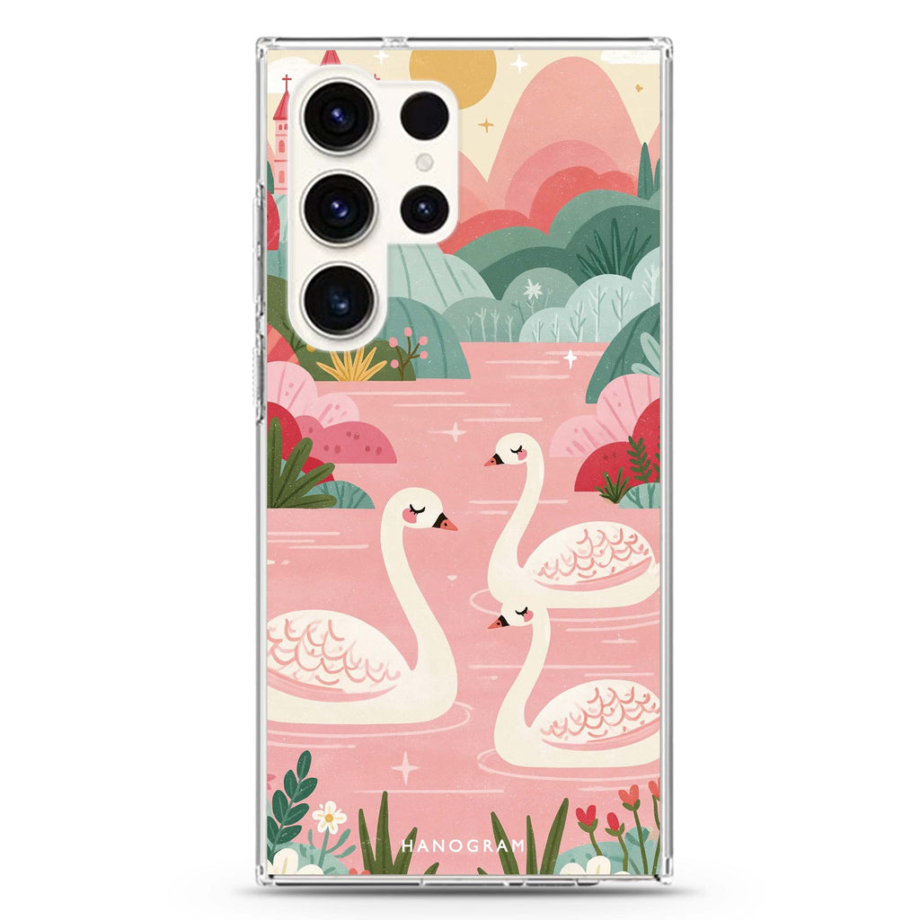Rosewater Swan Kingdom Samsung Galaxy Ultra Clear Case — front view