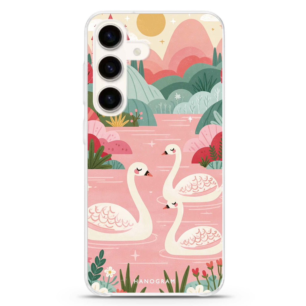 Rosewater Swan Kingdom Samsung Galaxy Ultra Clear Case — front view