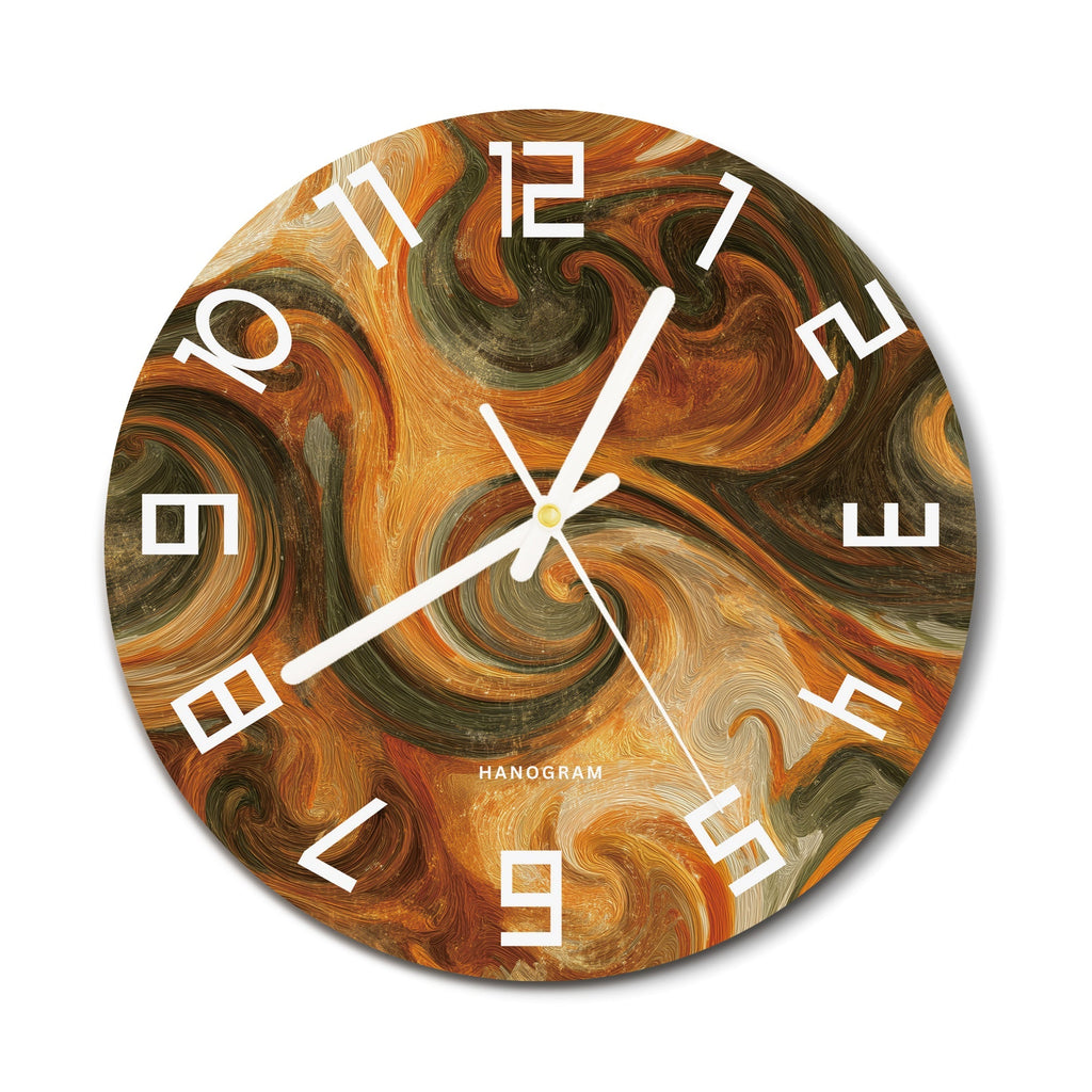 Autumn Ember Marble premium glass wall clock, marble home decor clock, main view