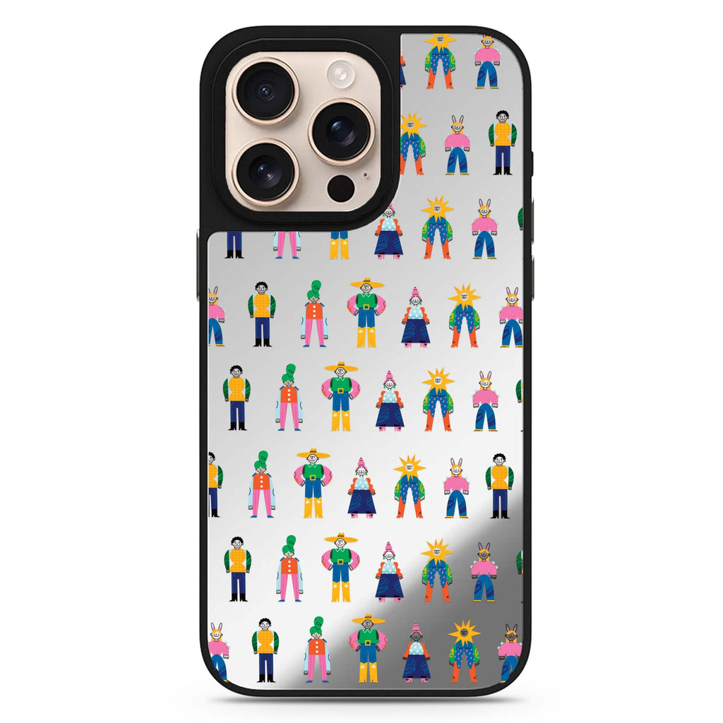 Abstract People Family abstract pattern iPhone 16/15/14 Pro Max & Pro mirror case