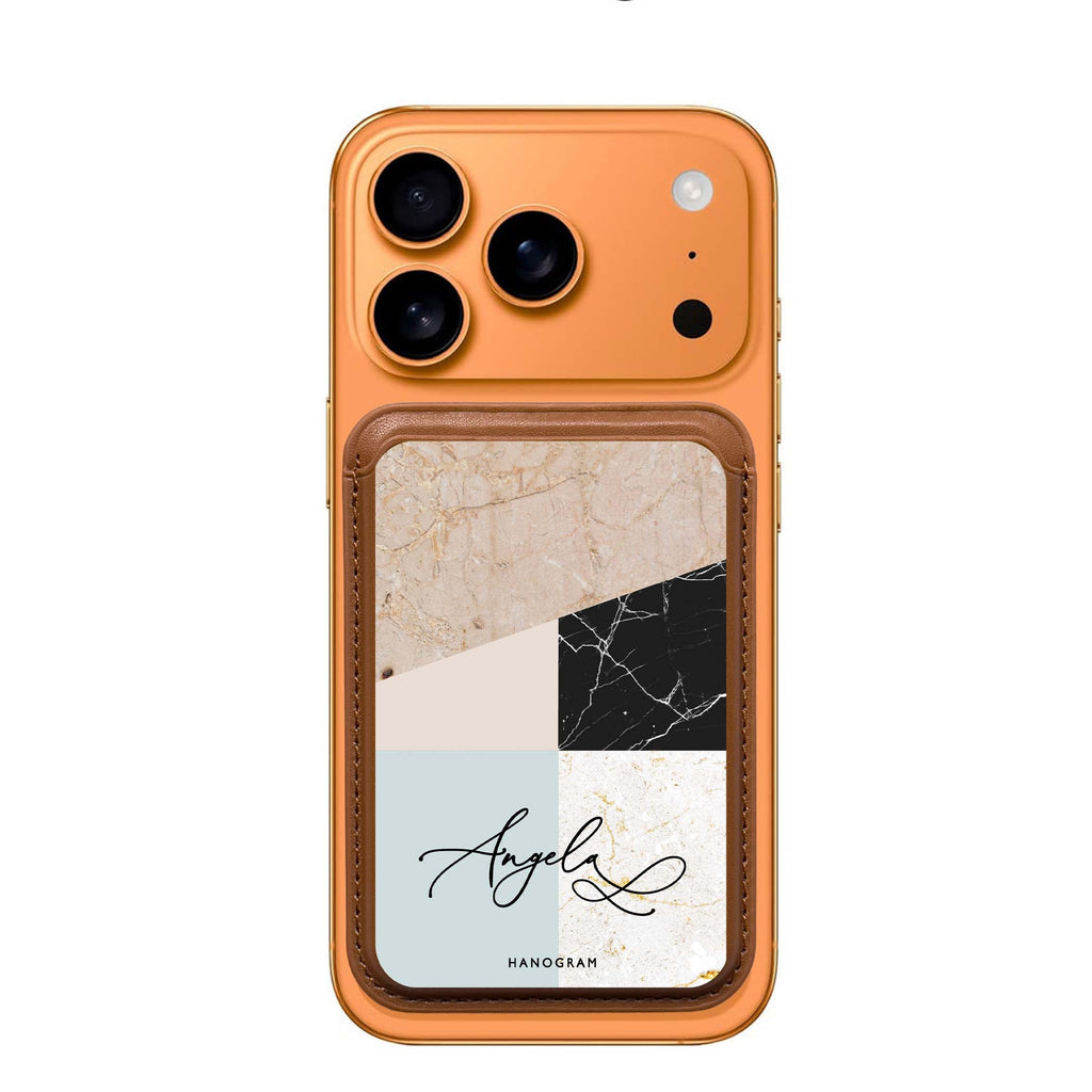 Marble Abstract V custom name MagSafe wallet for iPhone, personalized magnetic card holder, main view