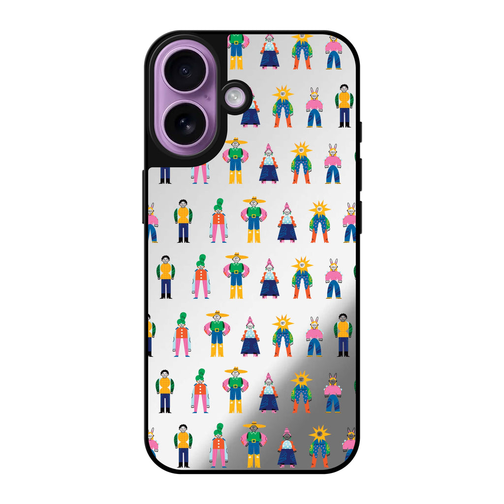 Reflective iPhone 16 Mirror Case –Abstract People Family Design