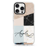 Marble Abstract V custom name iPhone 16/15/14 Pro Max & Pro ultra clear case marble design, front product view