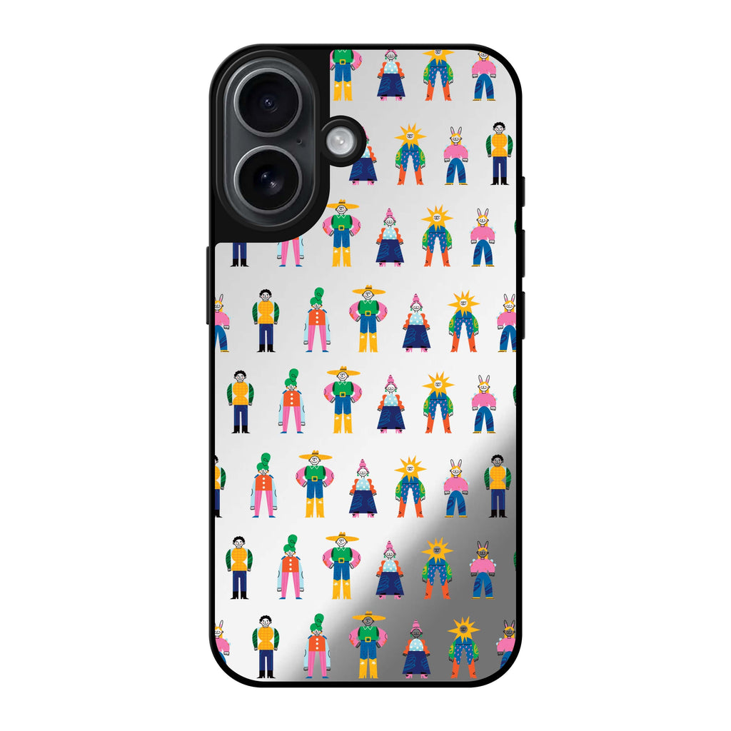Reflective iPhone 16 Mirror Case –Abstract People Family Design