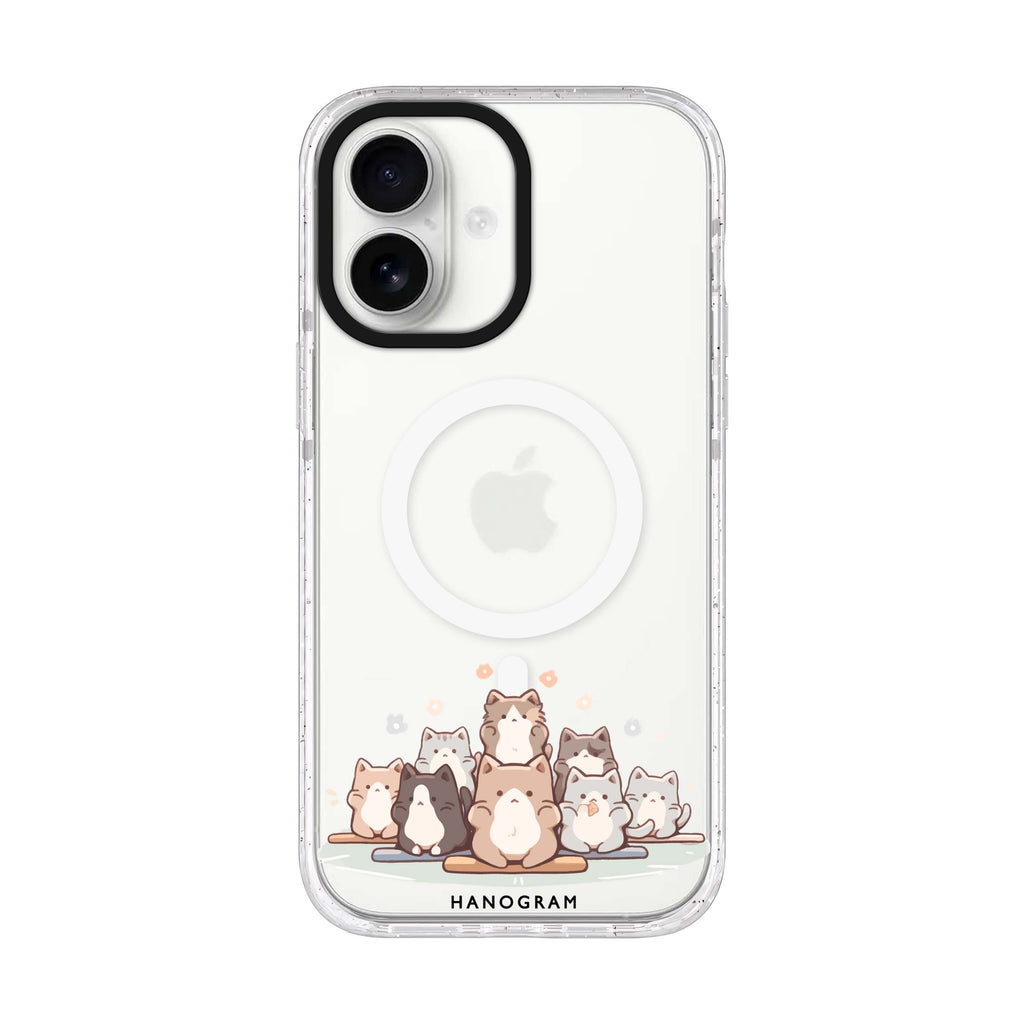 Zen Cat Calm iPhone 17 ultra clear MagSafe case, front product view
