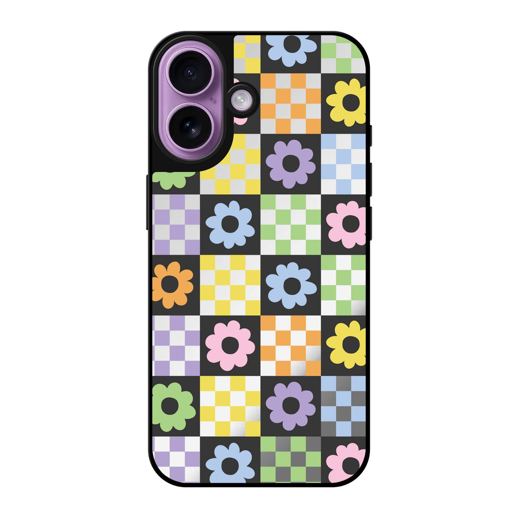 Reflective iPhone 16 Mirror Case –Flowers Design