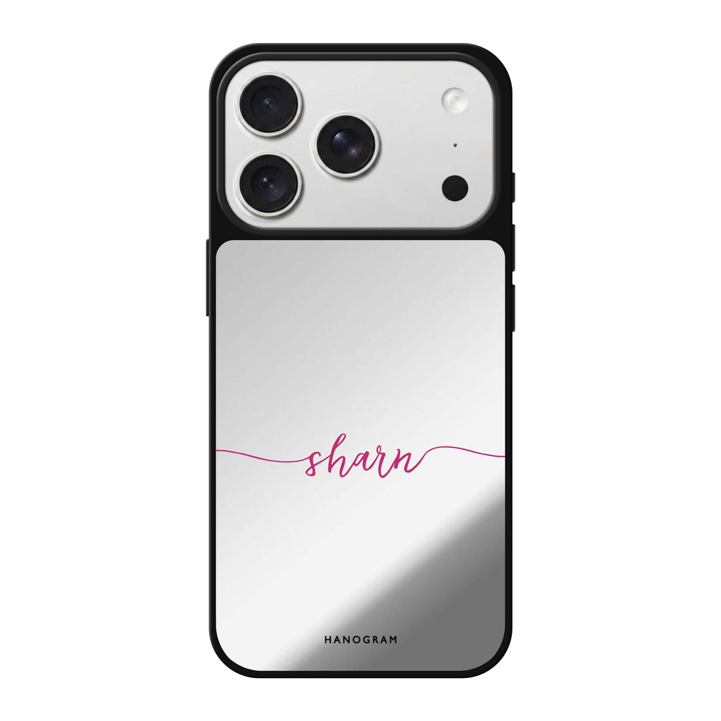 Slim Handwritten personalized name typography iPhone 18 Pro Max mirror case