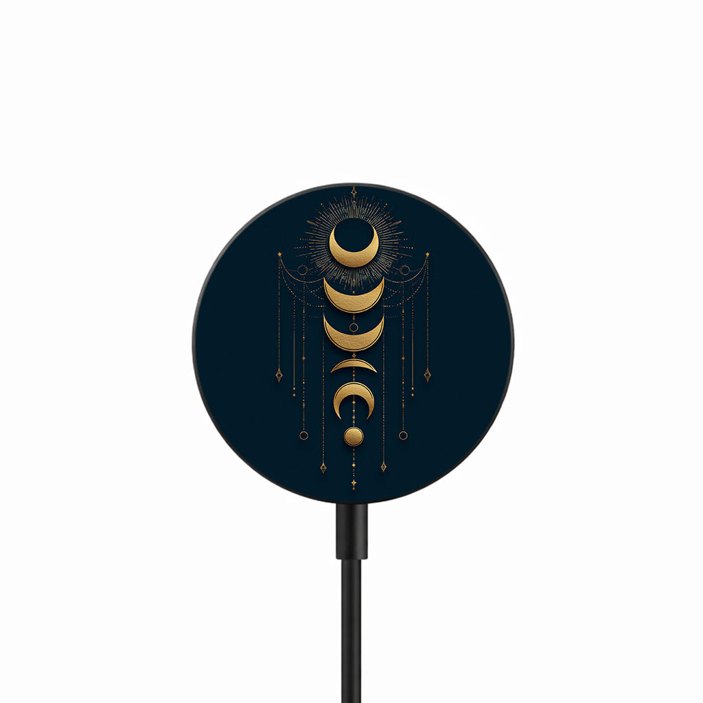 Golden Moon Phases 25W Qi2.2 magnetic wireless charger front view
