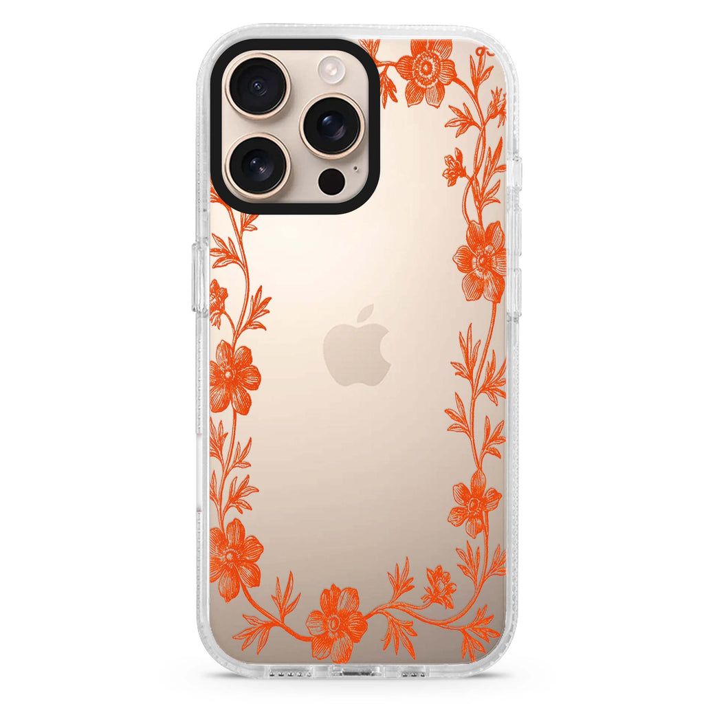 Saffron Vine Frame iPhone 16 Pro Max Ultra Clear Case - front view