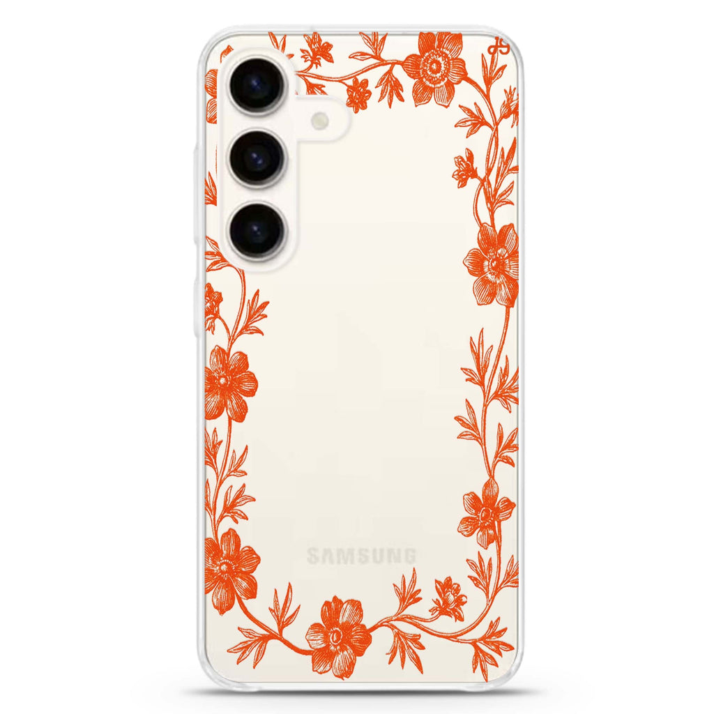 Saffron Vine Frame Samsung Galaxy Ultra Clear Case — front view