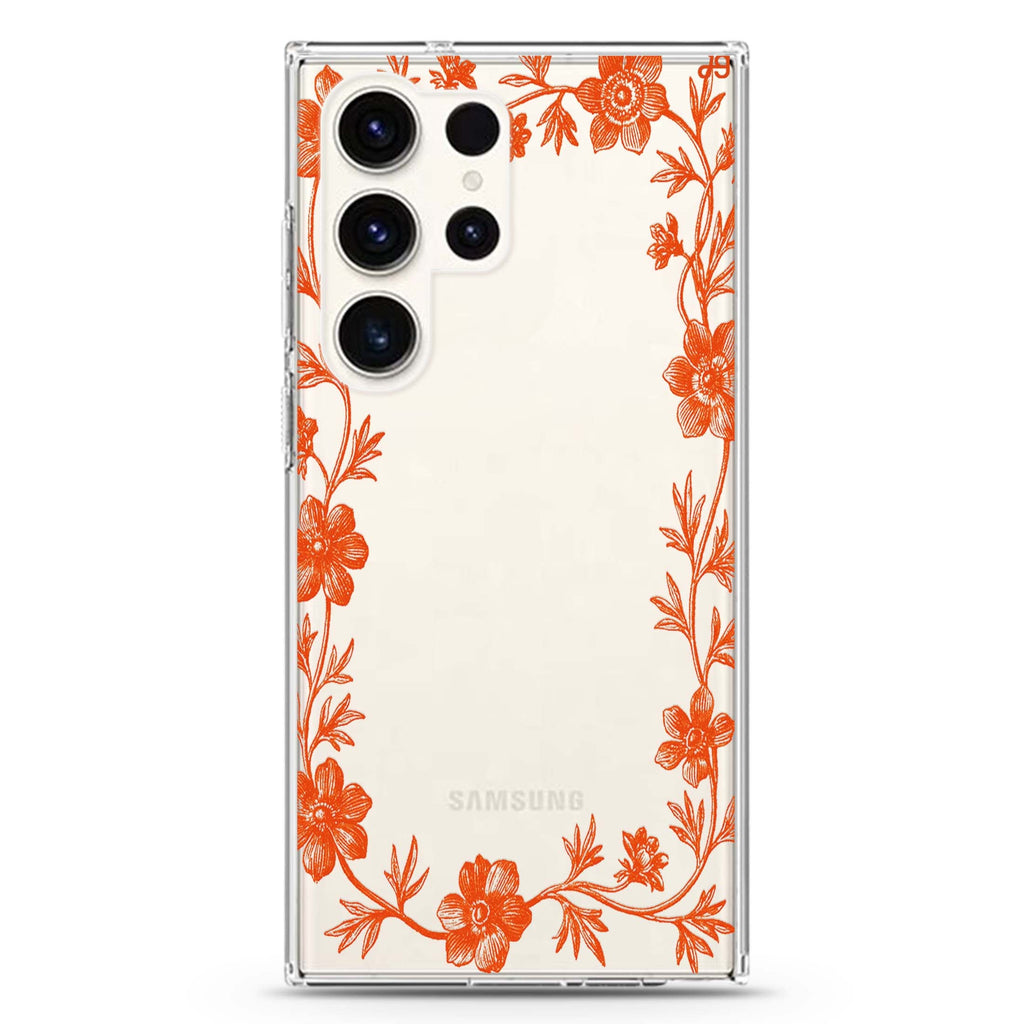 Saffron Vine Frame Samsung Galaxy Ultra Clear Case — front view