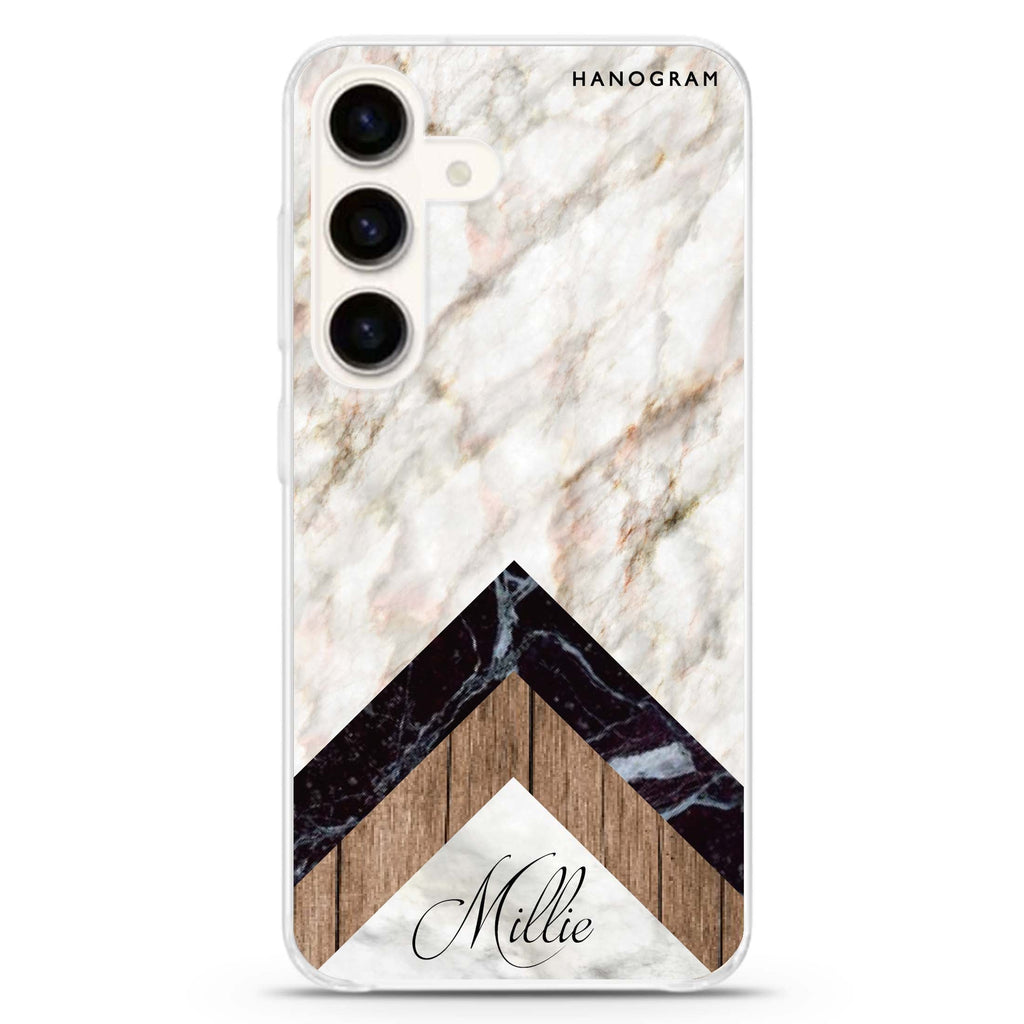 Marble & Wood Samsung Galaxy Ultra Clear Case
