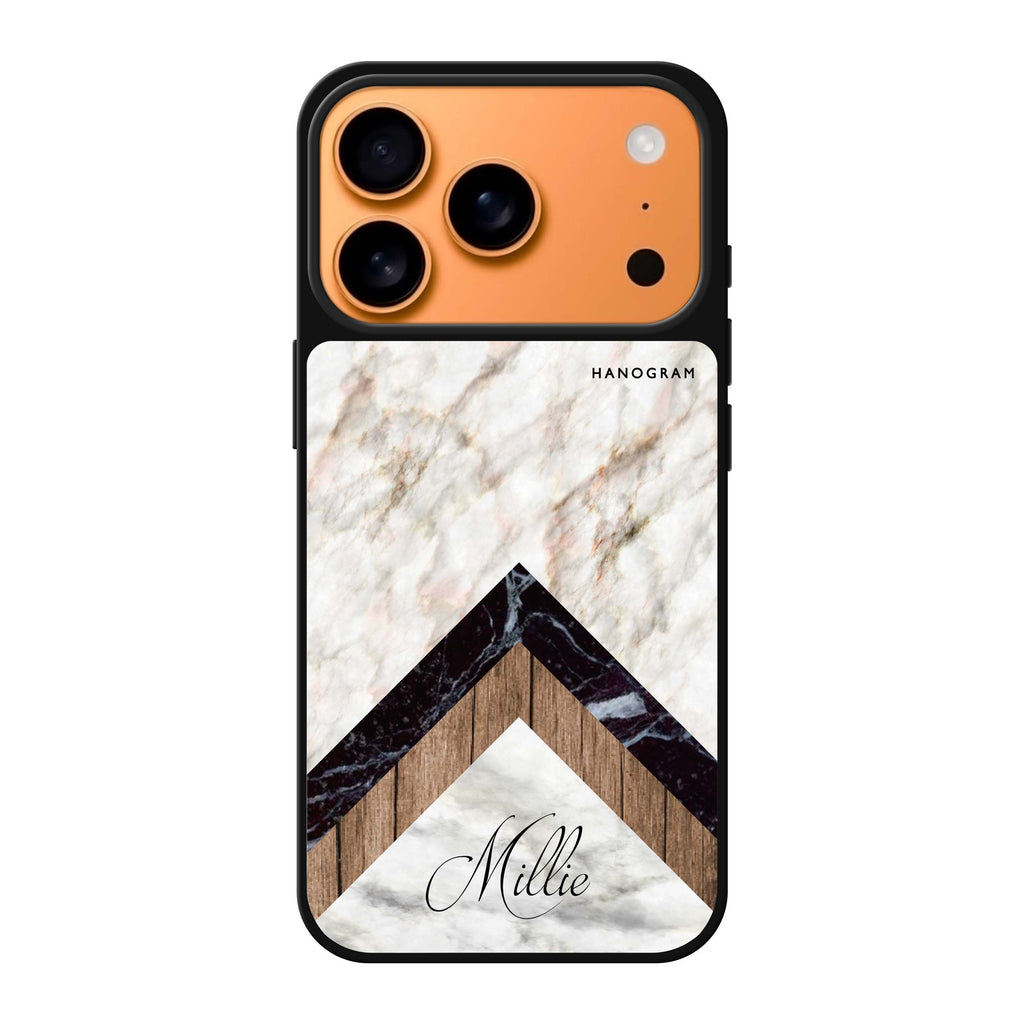 Marble & Wood personalized name marble iPhone 17 Pro Max mirror case