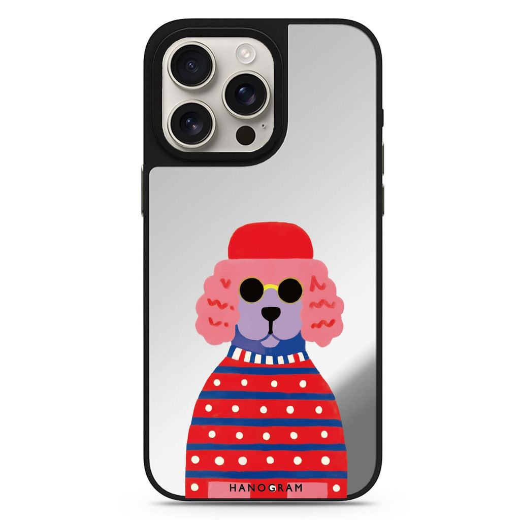 Groovy Poodle dog design iPhone 16/15/14 Pro Max & Pro mirror case