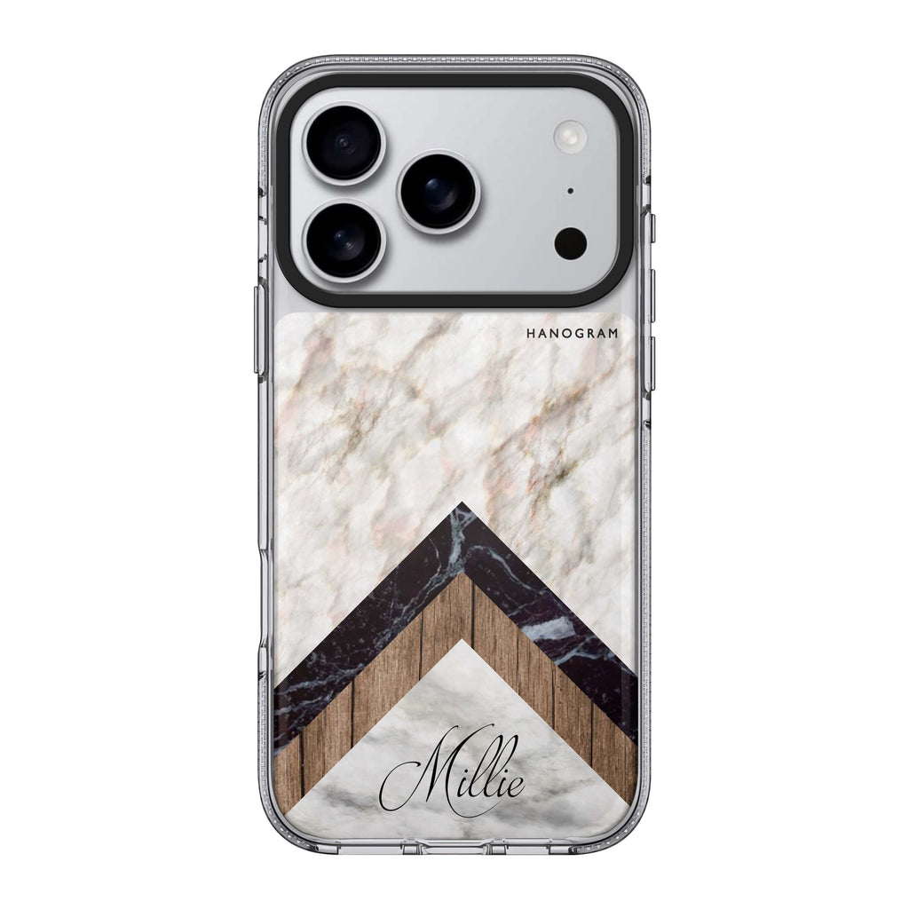 Marble & Wood personalized name marble neutral iPhone 17 Pro Max ultra clear case