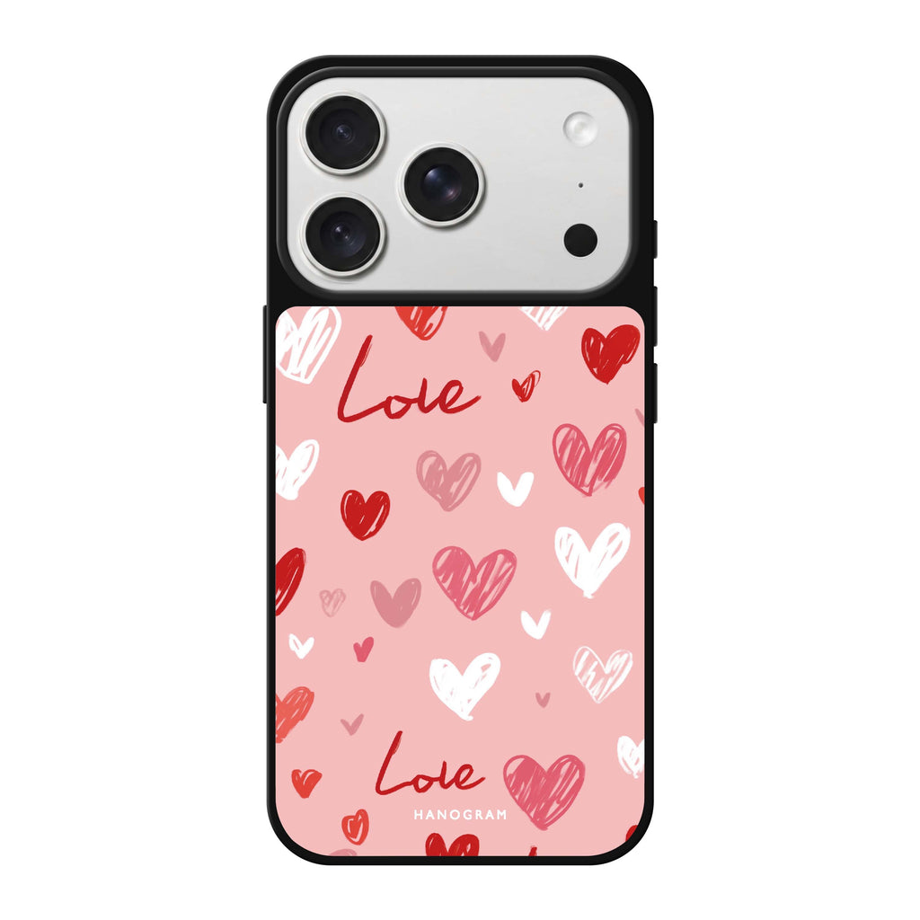 Love Grid valentines heart pattern romantic iPhone 18 Pro Max mirror case