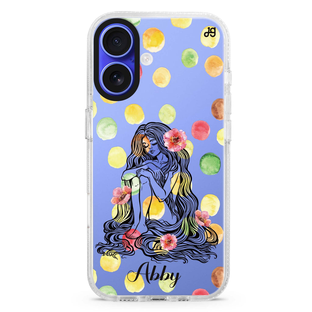 The Inner Self custom name iPhone 16 and 16 Plus ultra clear case, transparent graphic artwork, front product view