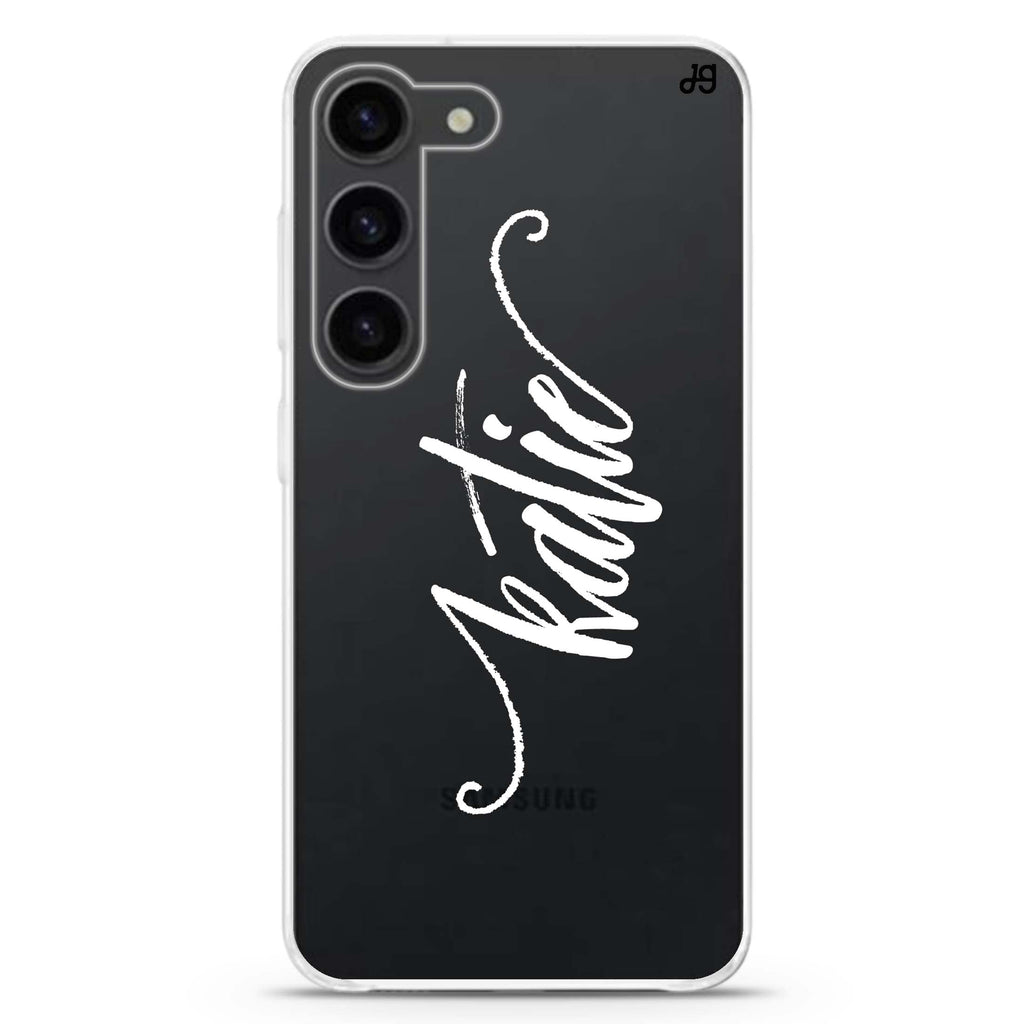 Vintage Writing personalized ultra-clear case for Samsung Galaxy S23/S22, front view