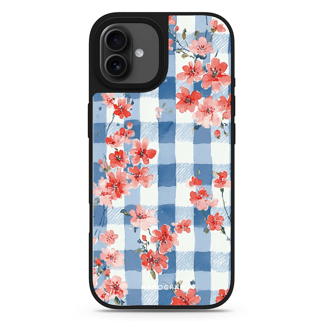 Gingham Bloom iPhone 17 mirror case