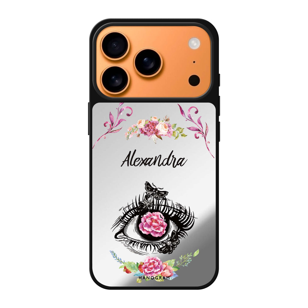 Flower in Eye personalized name eye flower floral portrait iPhone 17 Pro Max mirror case