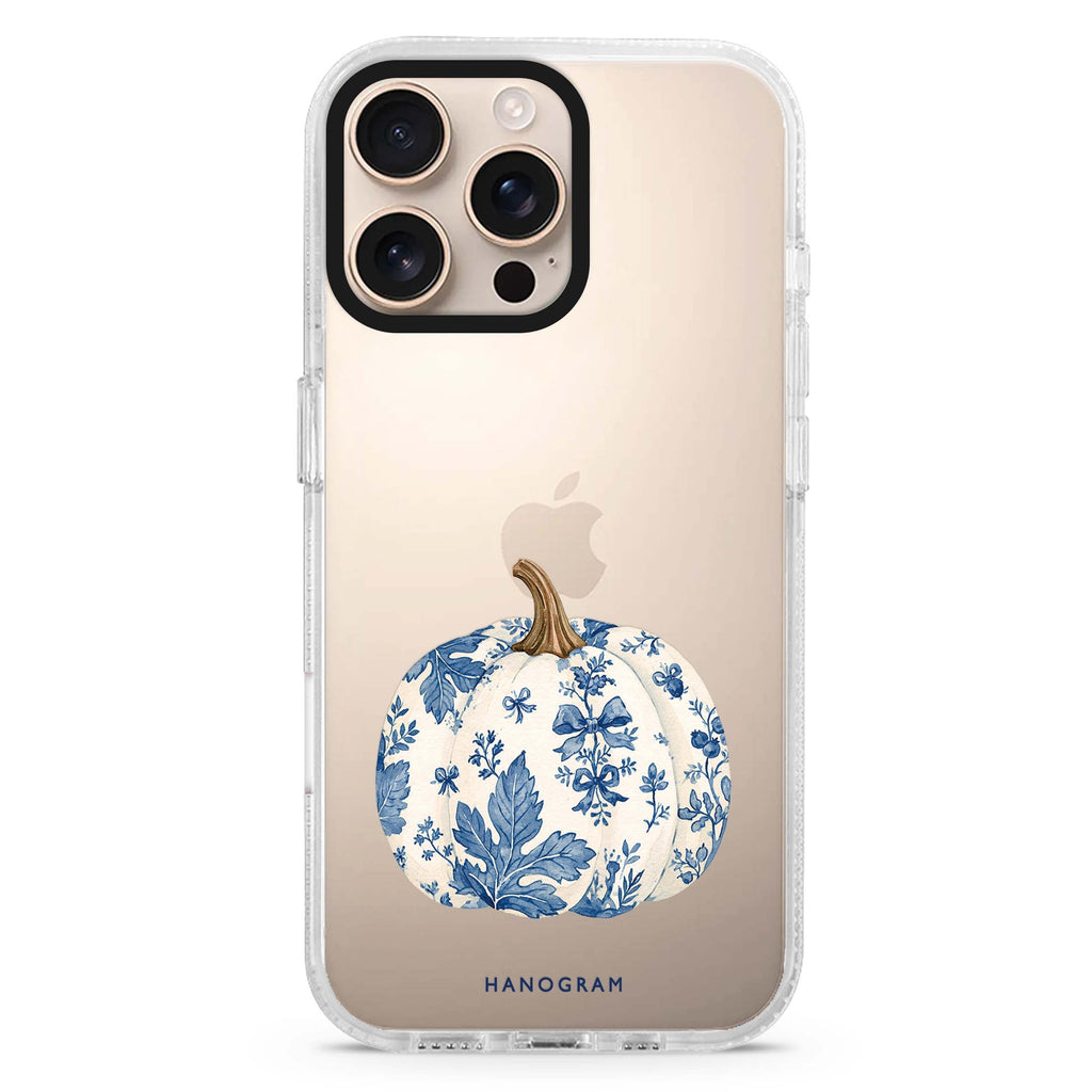 Blue China Pumpkin iPhone 16 Pro Max Ultra Clear Case - front view