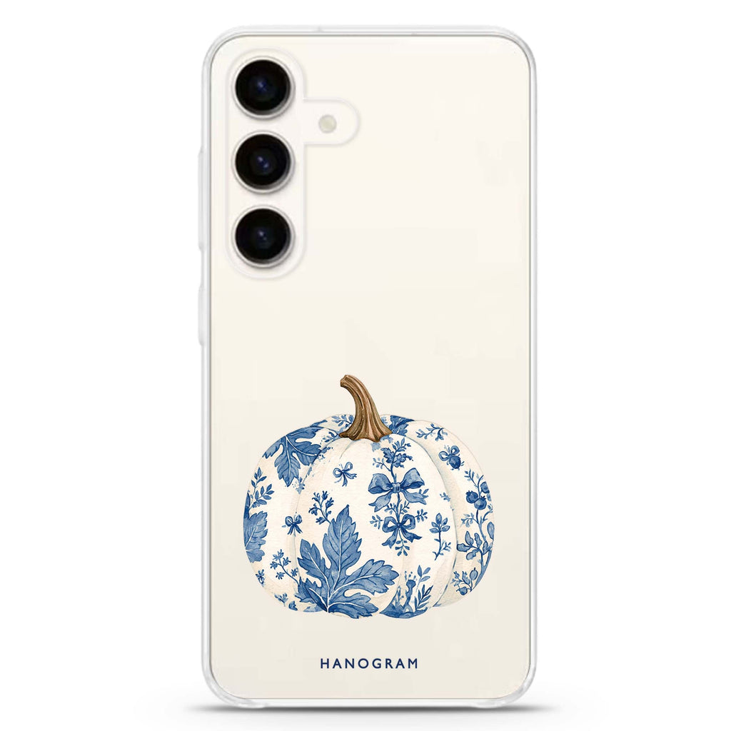 Blue China Pumpkin Samsung Galaxy Ultra Clear Case — front view