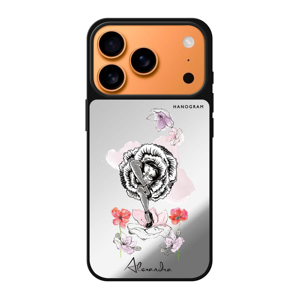 Dancing Flora personalized name flower floral iPhone 17 Pro Max mirror case