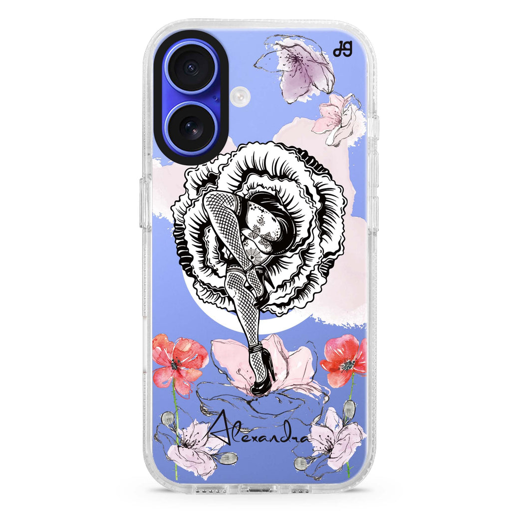 Dancing Flora MagSafe Compatible iPhone 16 Ultra Clear Case - Personalized and Stylish Protection