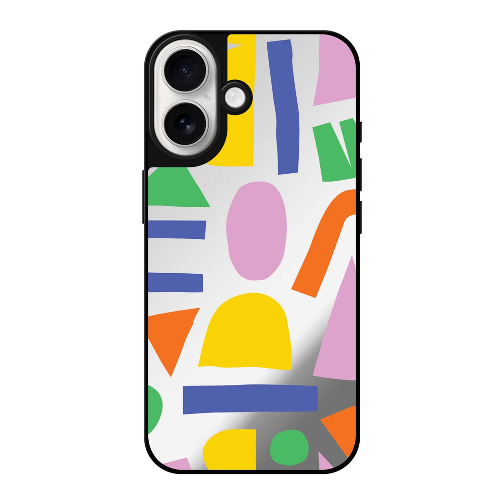 Reflective iPhone 16 Mirror Case –Abstract Doodles Design