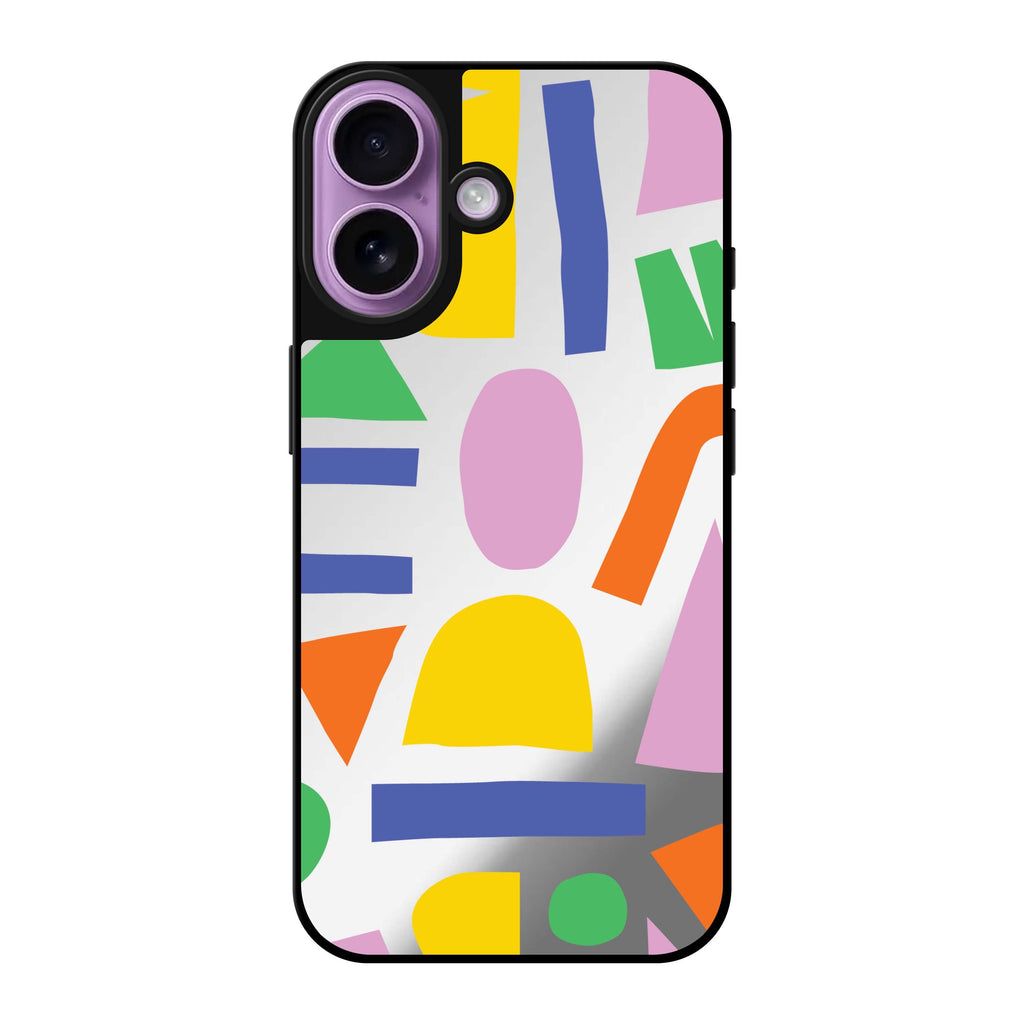 Reflective iPhone 16 Mirror Case –Abstract Doodles Design