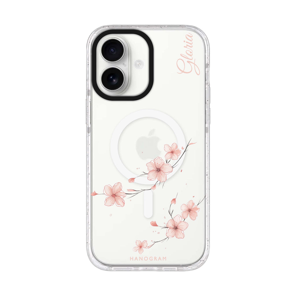 Sakura Spirit personalized name iPhone 17 ultra clear MagSafe case, front product view