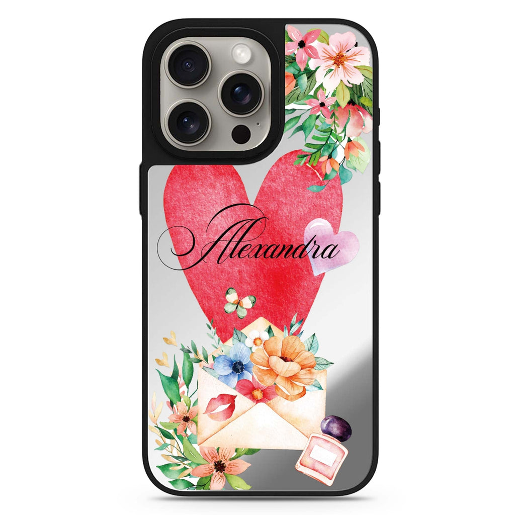 Floral Love Letter personalized name MagSafe mirror case for iPhone 16/15/14 Pro Max and Pro, main view