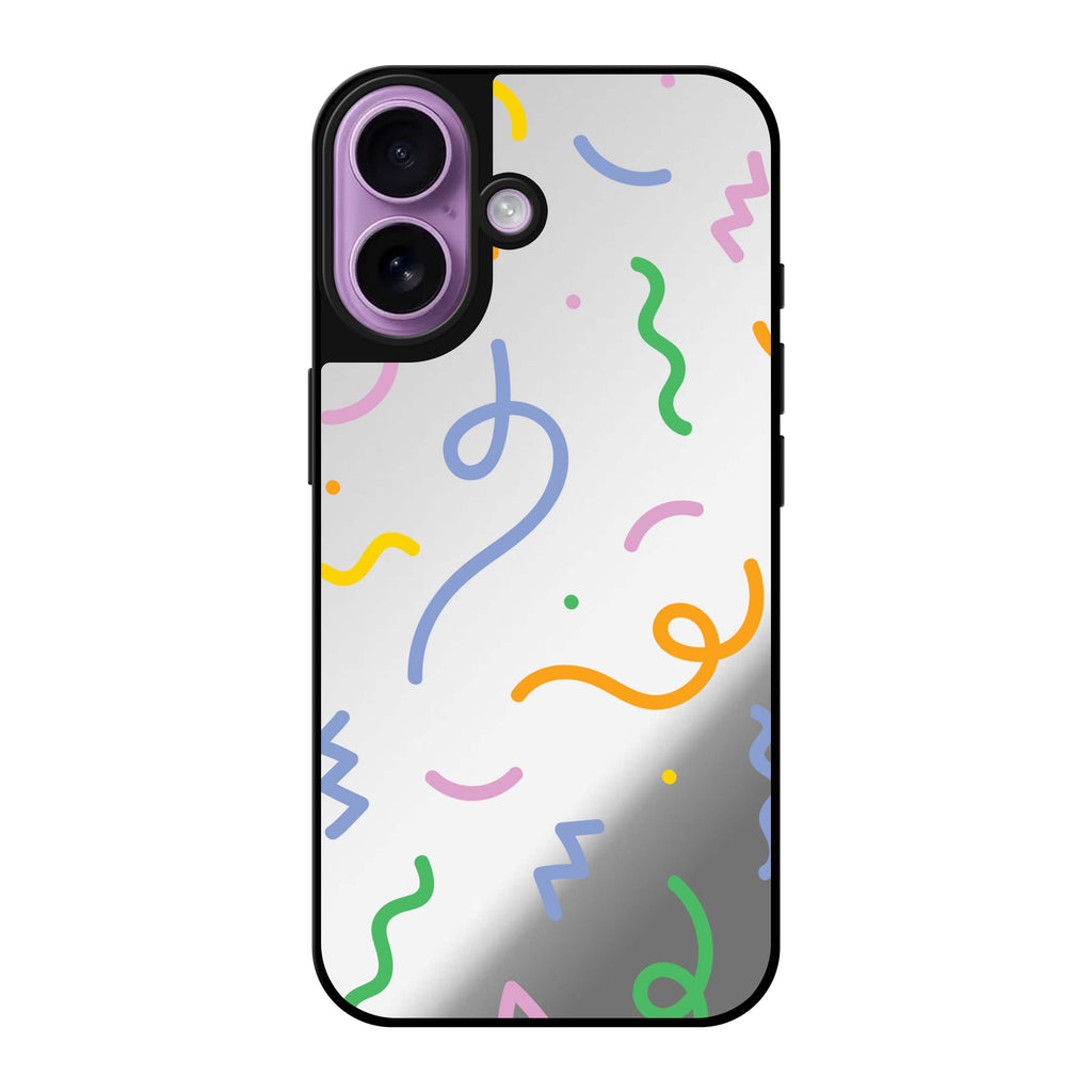 Reflective iPhone 16 Mirror Case –Abstract Doodles Design