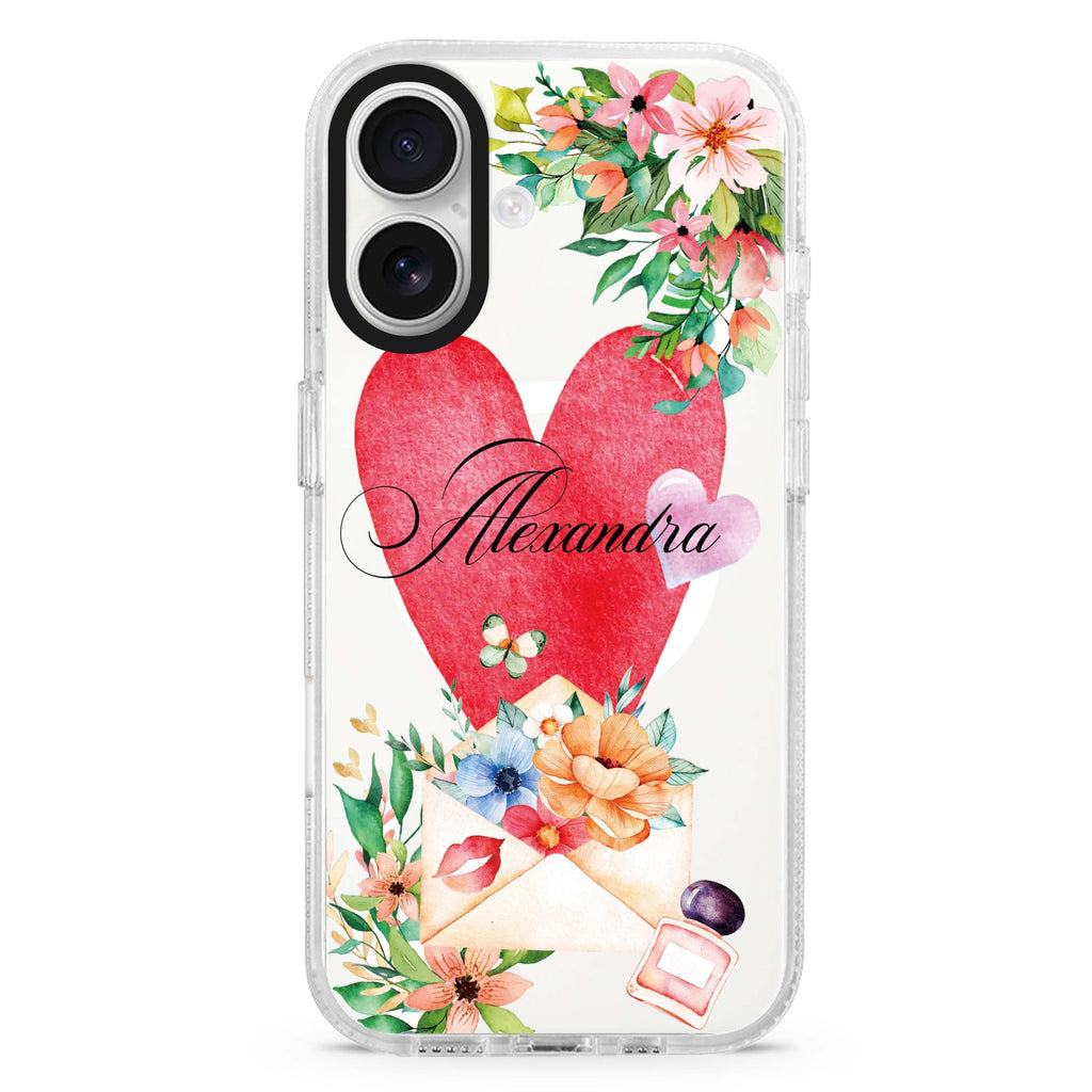 Floral Love Letter MagSafe Compatible iPhone 16 Ultra Clear Case - Personalized and Stylish Protection