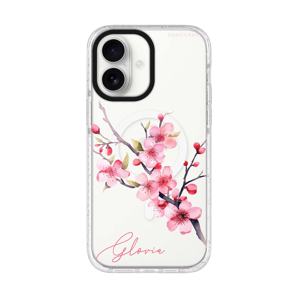 Petal Harmony personalized name iPhone 17 ultra clear MagSafe case, front product view