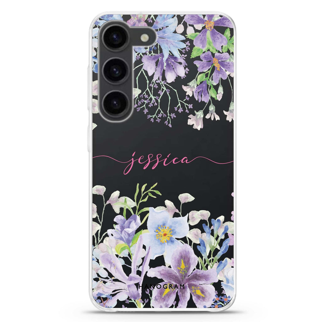 Flowers Bloom personalized ultra-clear case for Samsung Galaxy S23/S22, front view