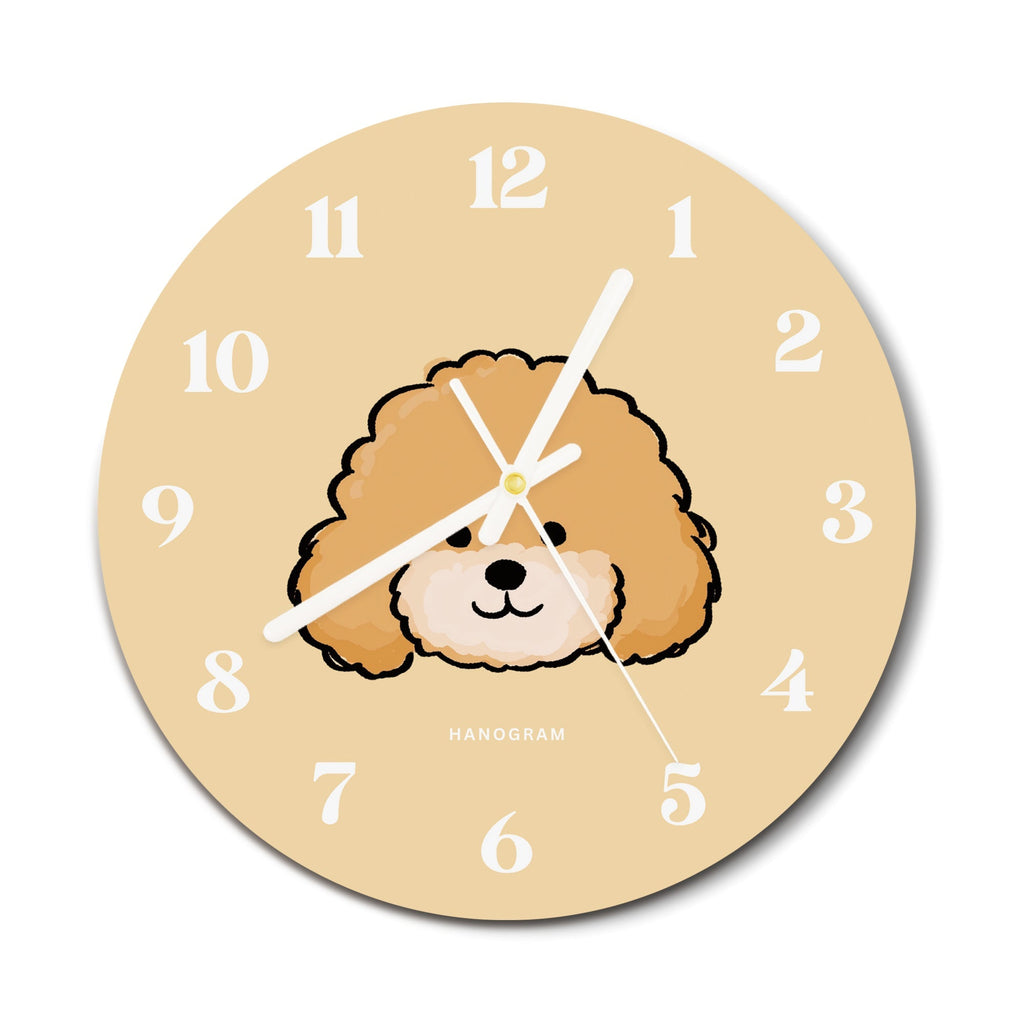 Little Puppy Smile premium glass wall clock, dog home decor clock, main view