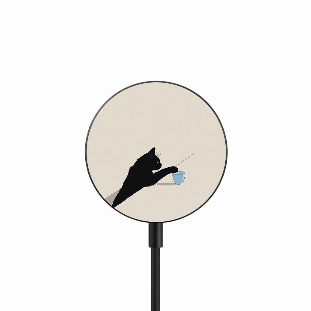 Curious Black Cat 25W Qi2.2 magnetic wireless charger front view