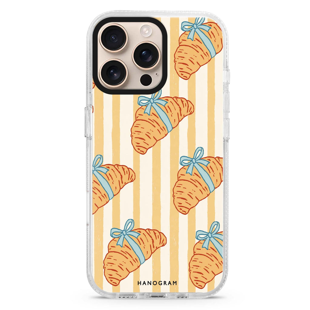 Croissants with Blue Bows iPhone 16 Pro Max Ultra Clear Case - front view
