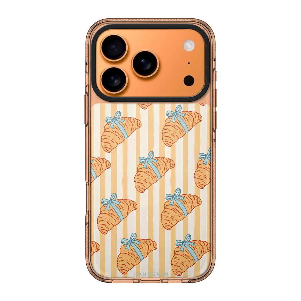 Croissants with Blue Bows iPhone 17 Pro Max Ultra Clear Case - Image 1