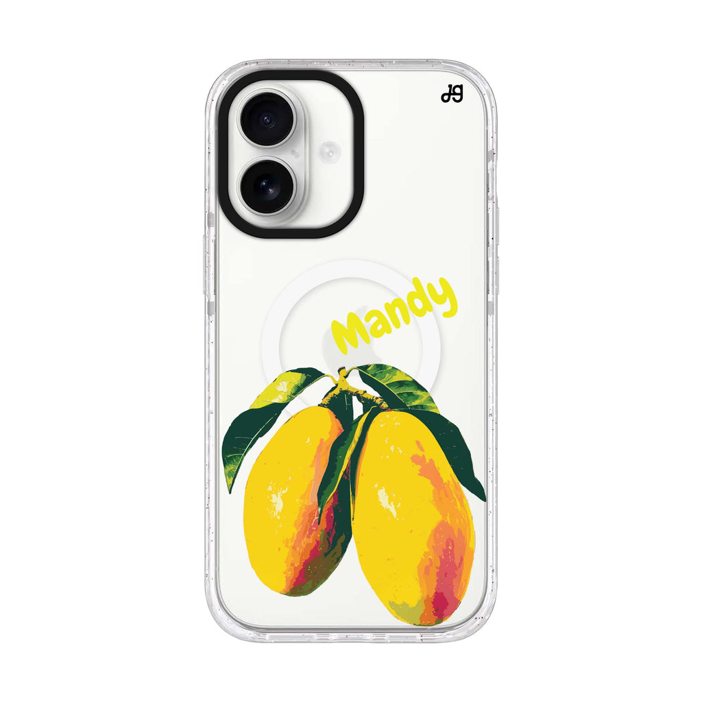 Mango Majesty personalized name iPhone 17 ultra clear MagSafe case, front product view