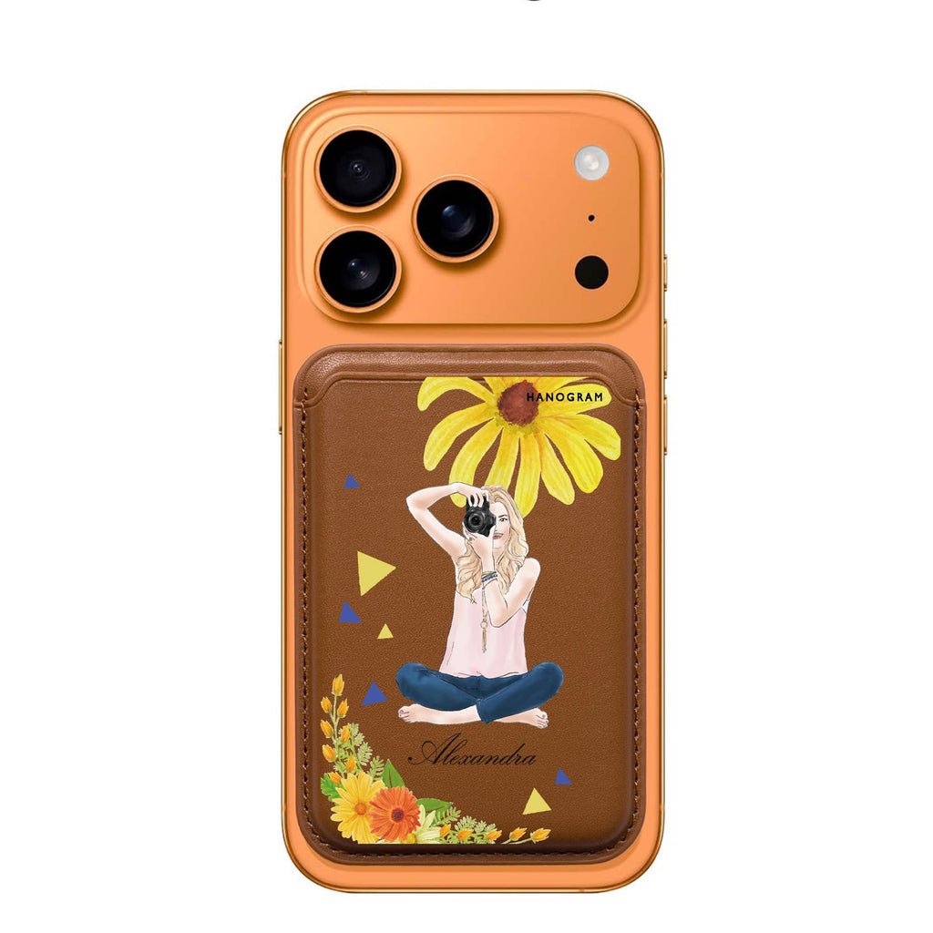 Floral Photography II custom name MagSafe wallet for iPhone, personalized magnetic card holder, main view